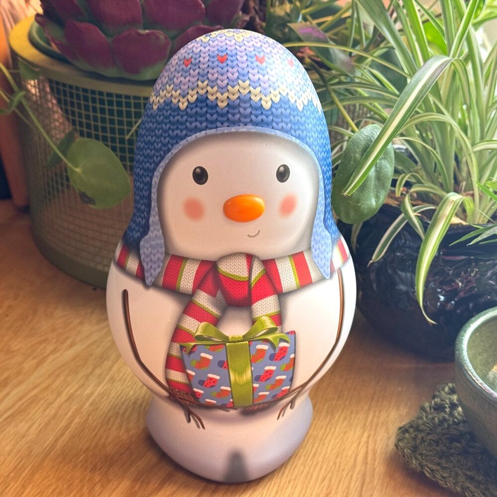 Russell Stover Holiday Character Tin, Snowman, Circa 2019